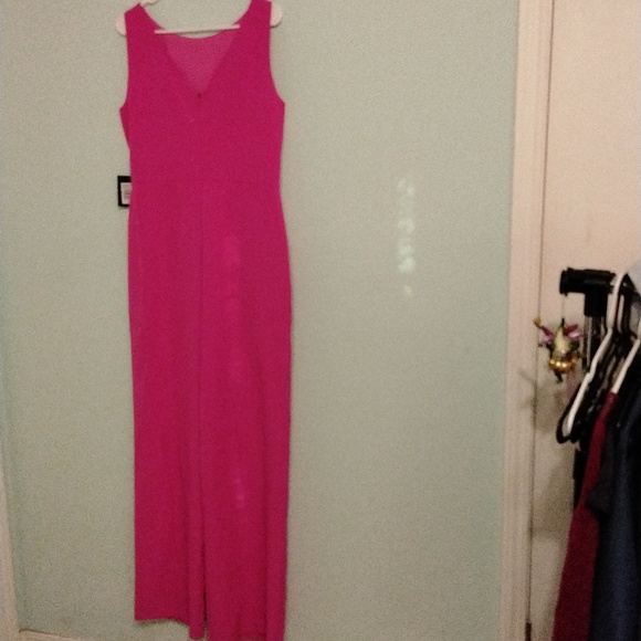 Women's NWT hot pink/Fuchsia Firmal Jumpsuit  by Marina dresses size 10 - Picture 7 of 7